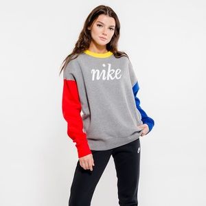 Nike Colorblock Loose Fit Crew Neck Sweatshirt Womens XL Fleece Pullover